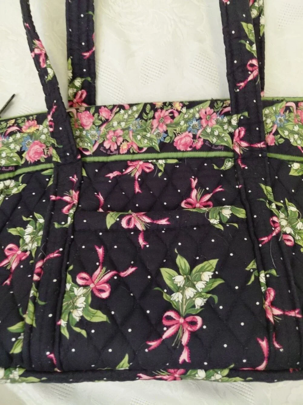 Vintage Vera Bradley Retired Pattern Breast Cancer Ribbon Handbag Purse